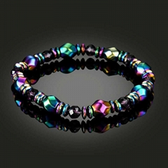 Rainbow Magnetic Hematite Wellness Bracelet, Arthritis Weight Loss Pain Relief M