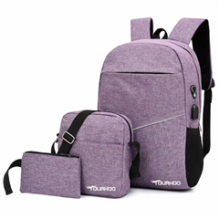 Backpack School Bag Travel Bag Set with USB Charging Durable Polyester Factory C