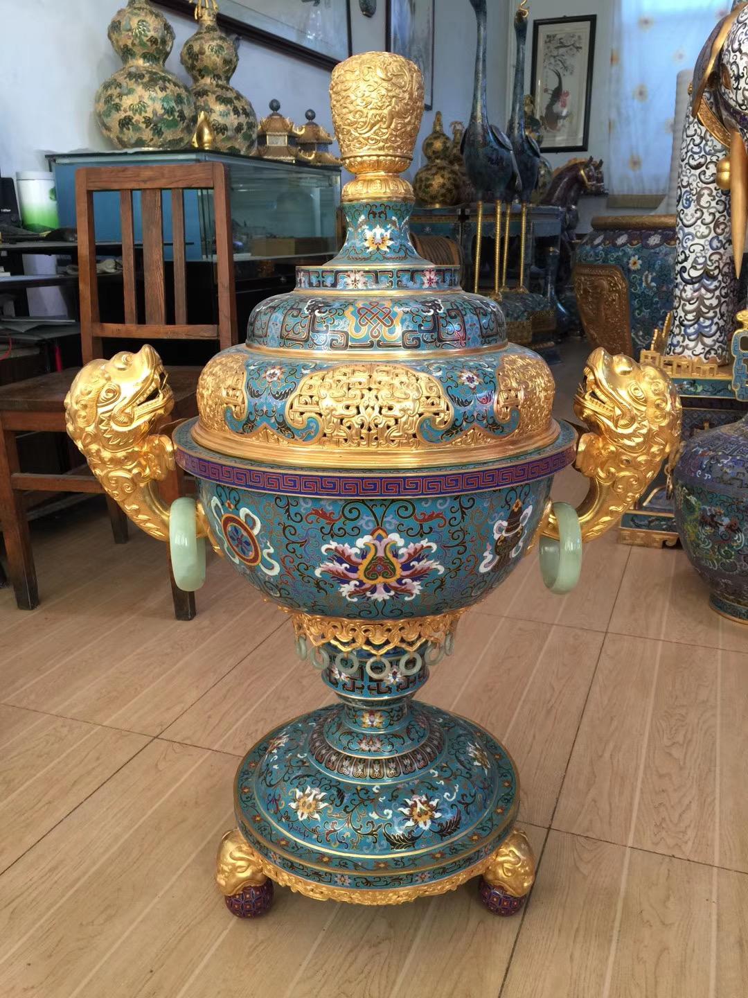 景泰蓝工艺品纯手工制作景泰蓝家具装饰摆件景泰蓝花瓶加工 3