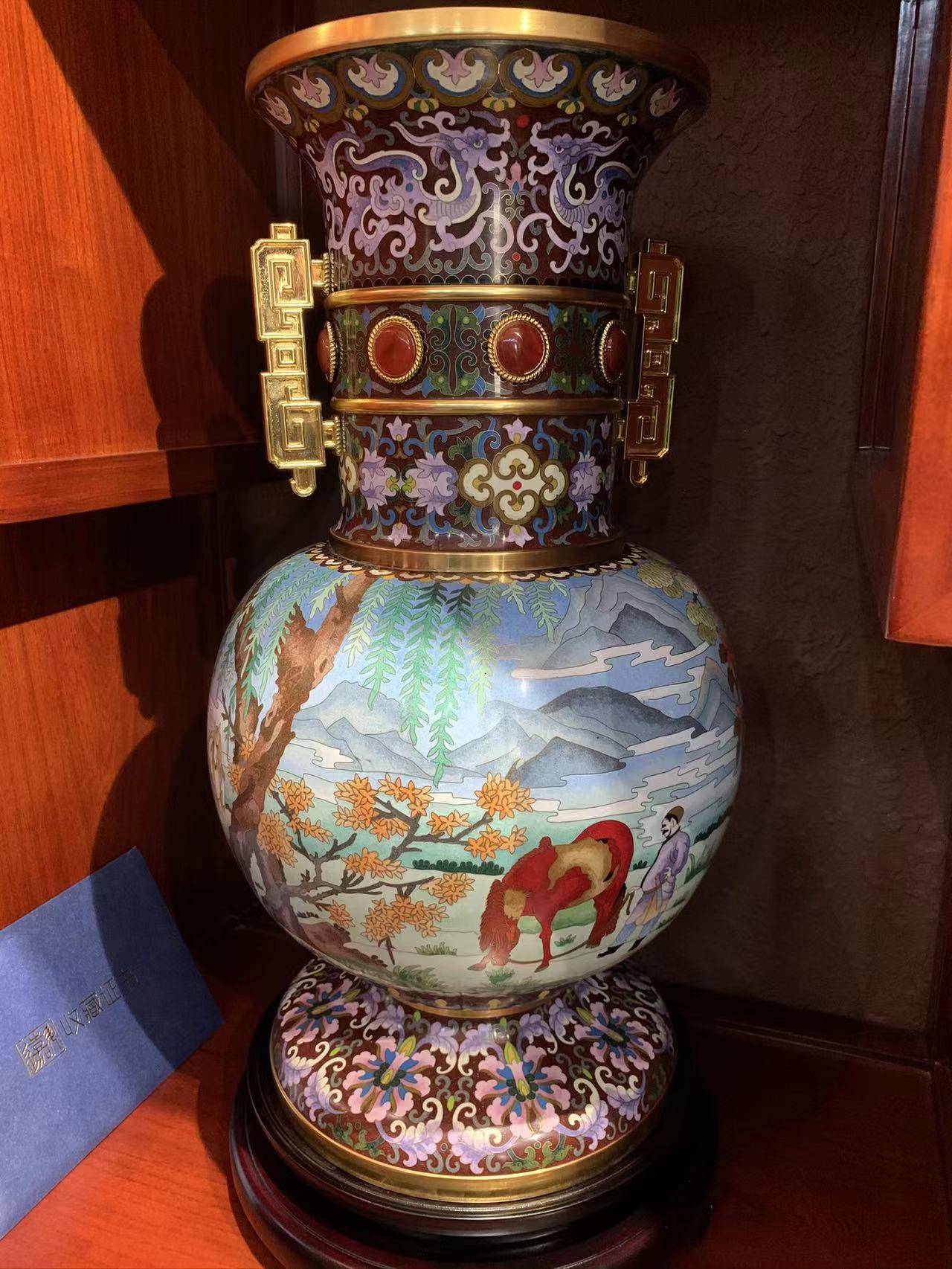 景泰藍工藝品純手工製作景泰藍傢具裝飾擺件花瓶加工 2