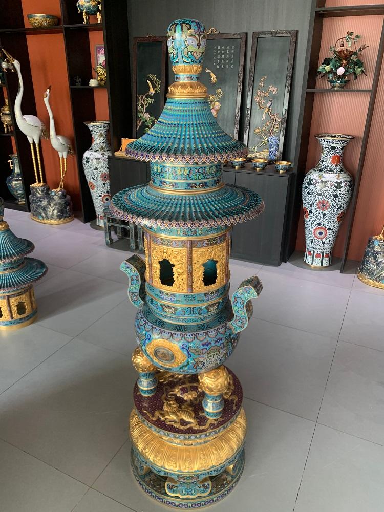 景泰藍工藝品純手工製作香爐擺件景泰藍花瓶加工定製 2