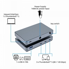6 in 1 Thunderbolt 5 HUB Docking Station with SSD Enclosure