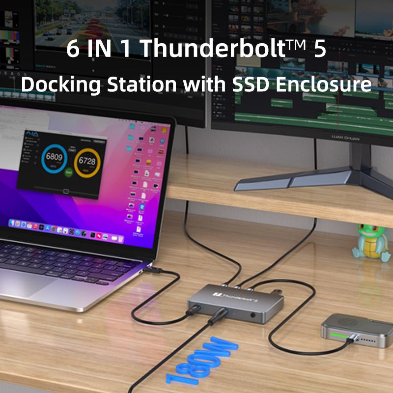 6 in 1 Thunderbolt 5 HUB Docking Station with SSD Enclosure 3
