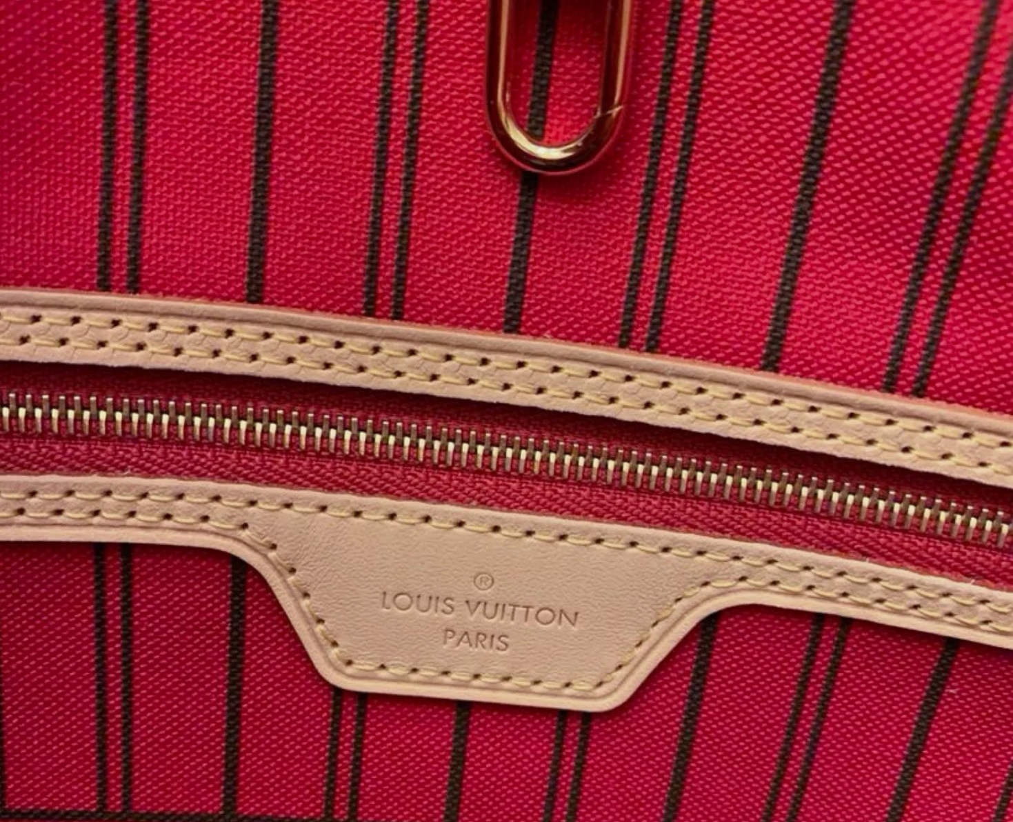 NEW LOUIS VUITTON Neverfull MM Tote Bag Monogram Red Gift LV women luxury bags 