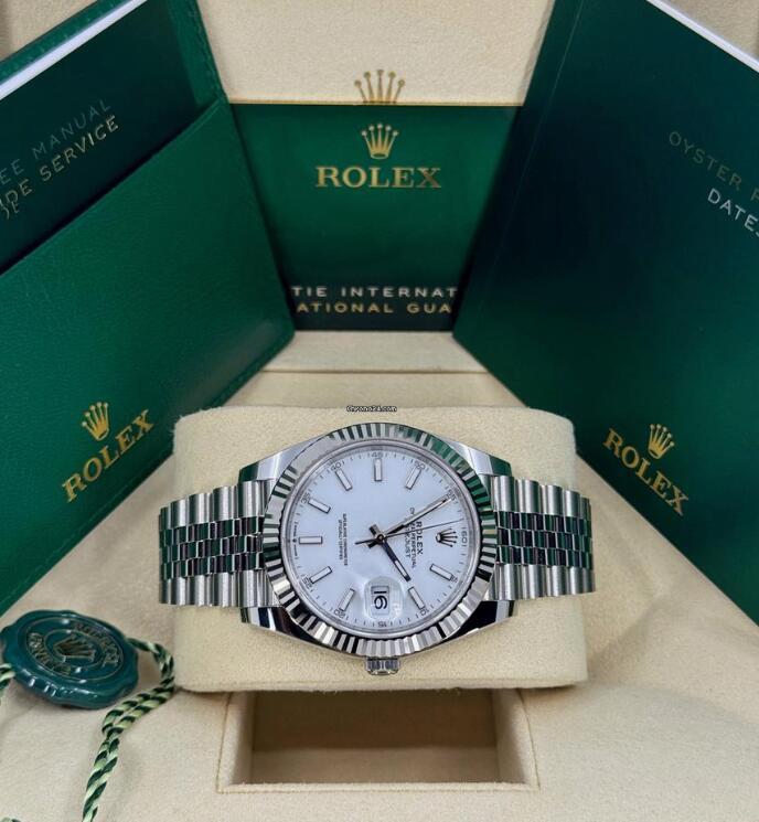 Rolex 2025 Datejust 41mm White Jubilee 126300-0006 Swiss automatic luxury watch 