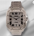  Cartier Santos Large 40mm Men Steel Roman Santos de Cartier watches diamond