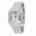  Cartier Santos Large 40mm Men Steel Roman Santos de Cartier watches diamond