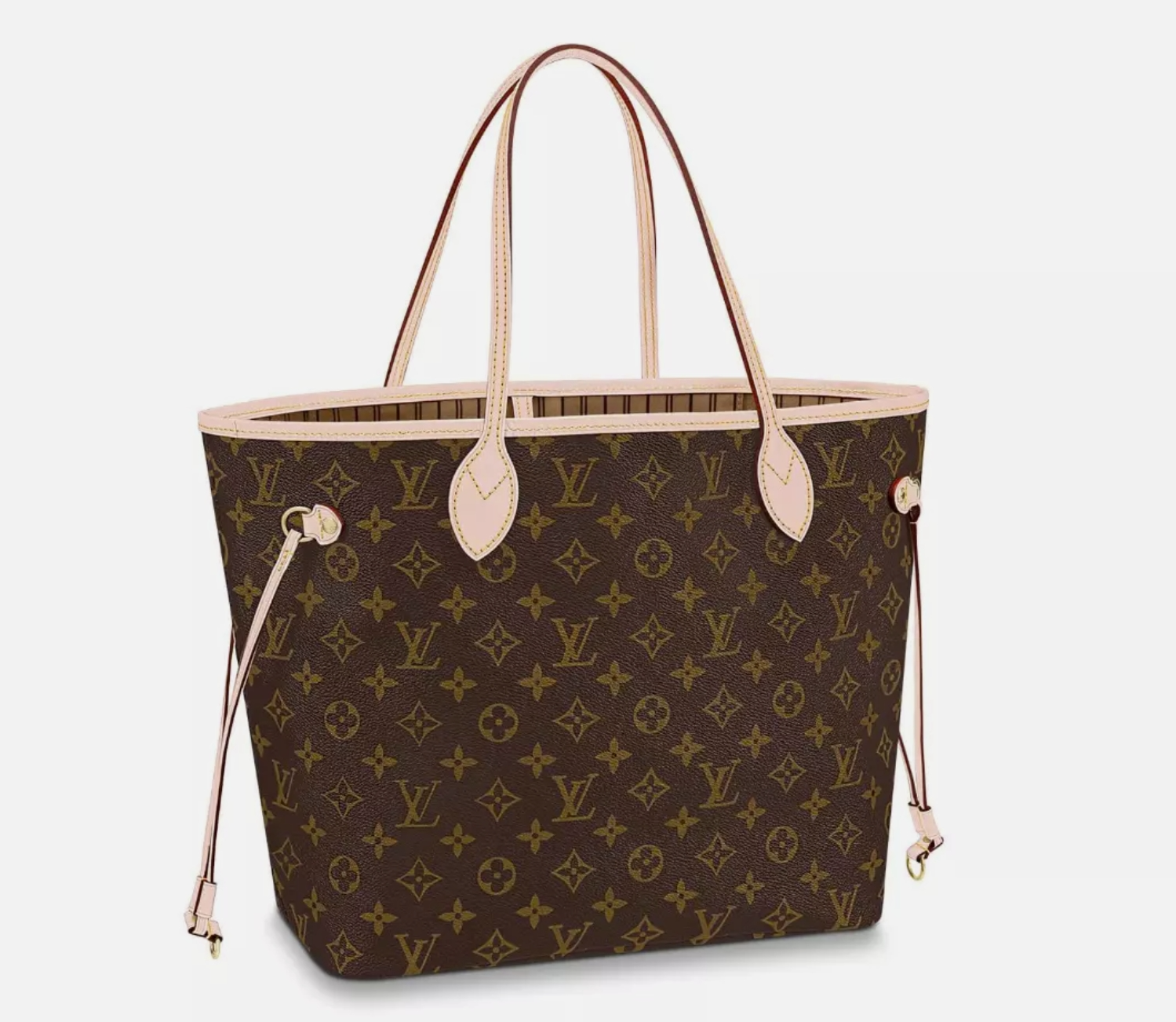 NEW LOUIS VUITTON Neverfull MM Tote Bag Monogram Rose Beige LV women designer 