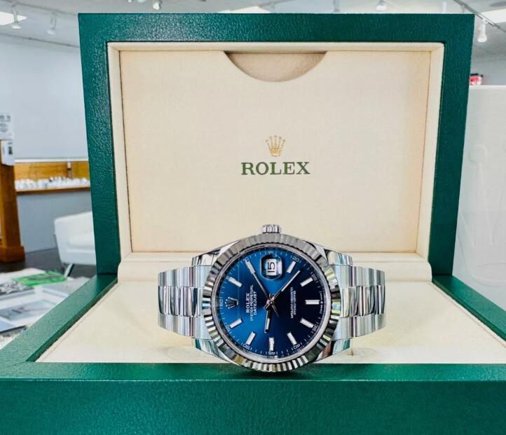 Rolex Datejust 126334 41mm Oyster Blue Dial 18K White Gold Bezel Watch NEW Men