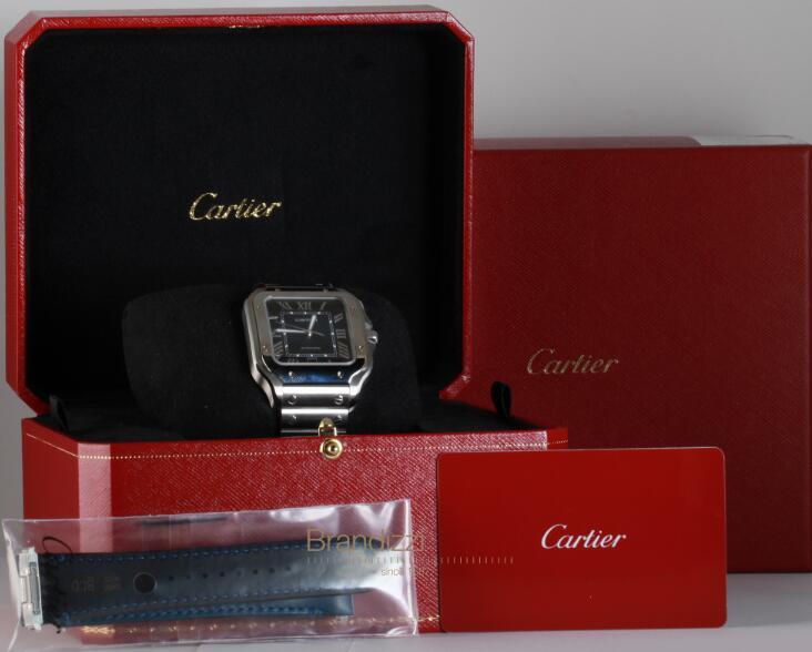 Cartier Santos WSSA0030 Large Blue Dial Watch Box/Paper Men Women watches cheap 