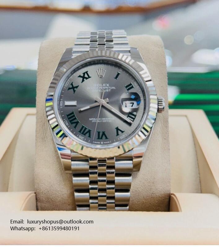Rolex Datejust 41mm 126334 Wimbledon Dial Jubilee Band Watch Box & Papers Luxury