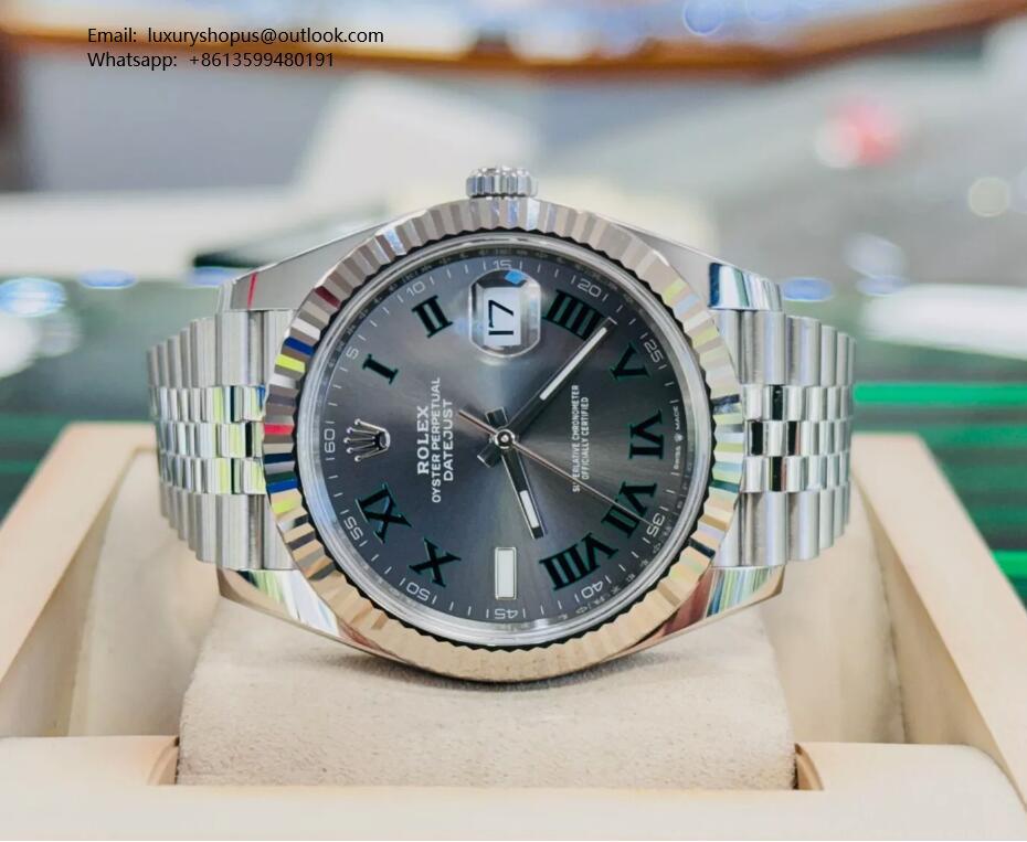 Rolex Datejust 41mm 126334 Wimbledon Dial Jubilee Band Watch Box & Papers Luxury
