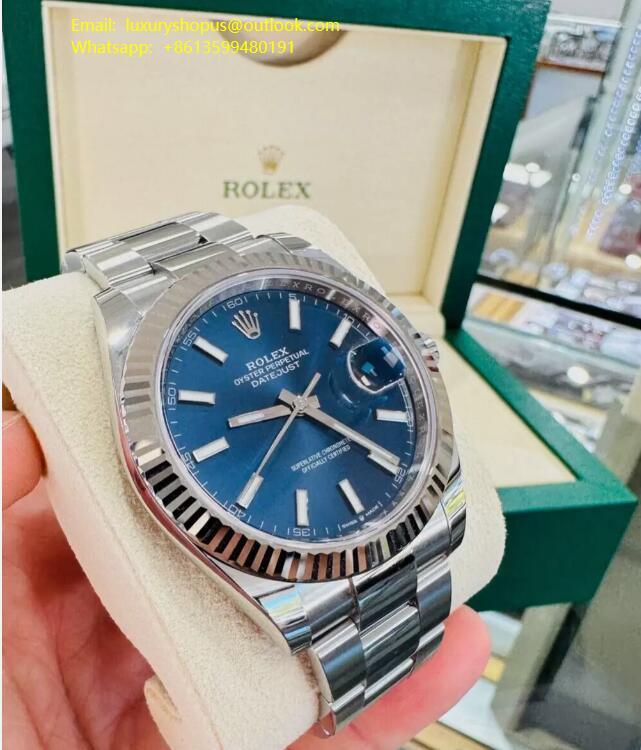 Rolex Datejust 126334 41mm Oyster Esfera Azul 18K Oro Blanco Bisel Reloj Nuevo