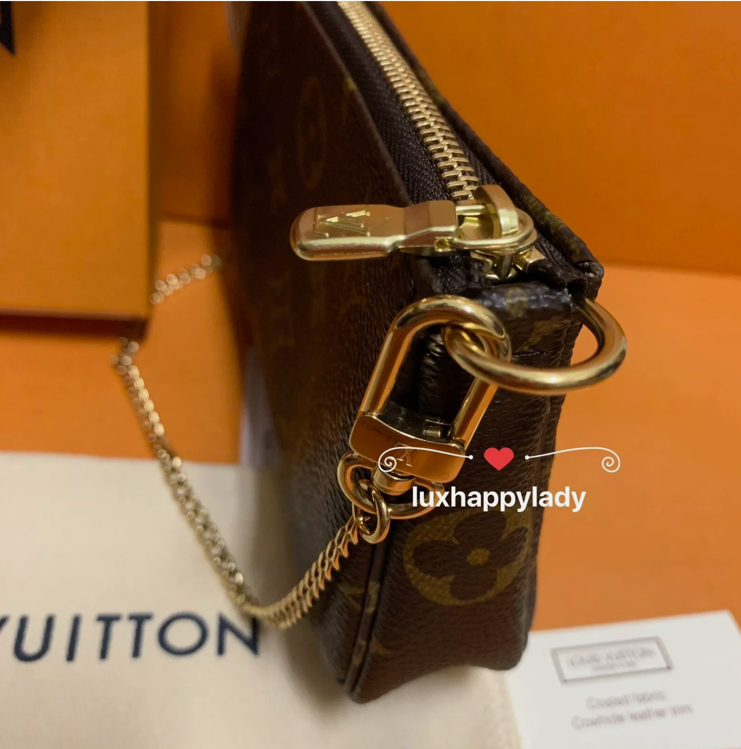 NEW LOUIS VUITTON Mini Pochette Accessoires Chain Pouch Monogram HOT GIFT 