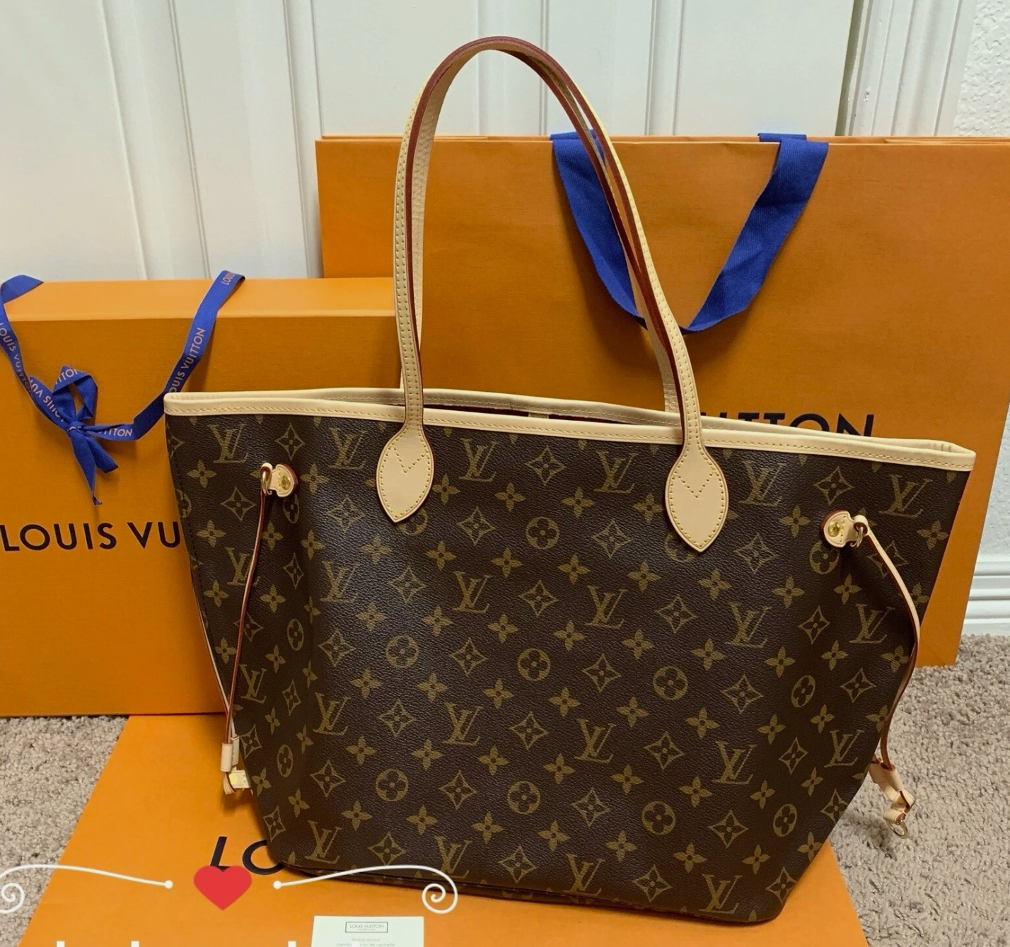Louis Vuitton Neverfull GM Damier Ebene Cherry Purse Tote Bag handbag cheap lv 