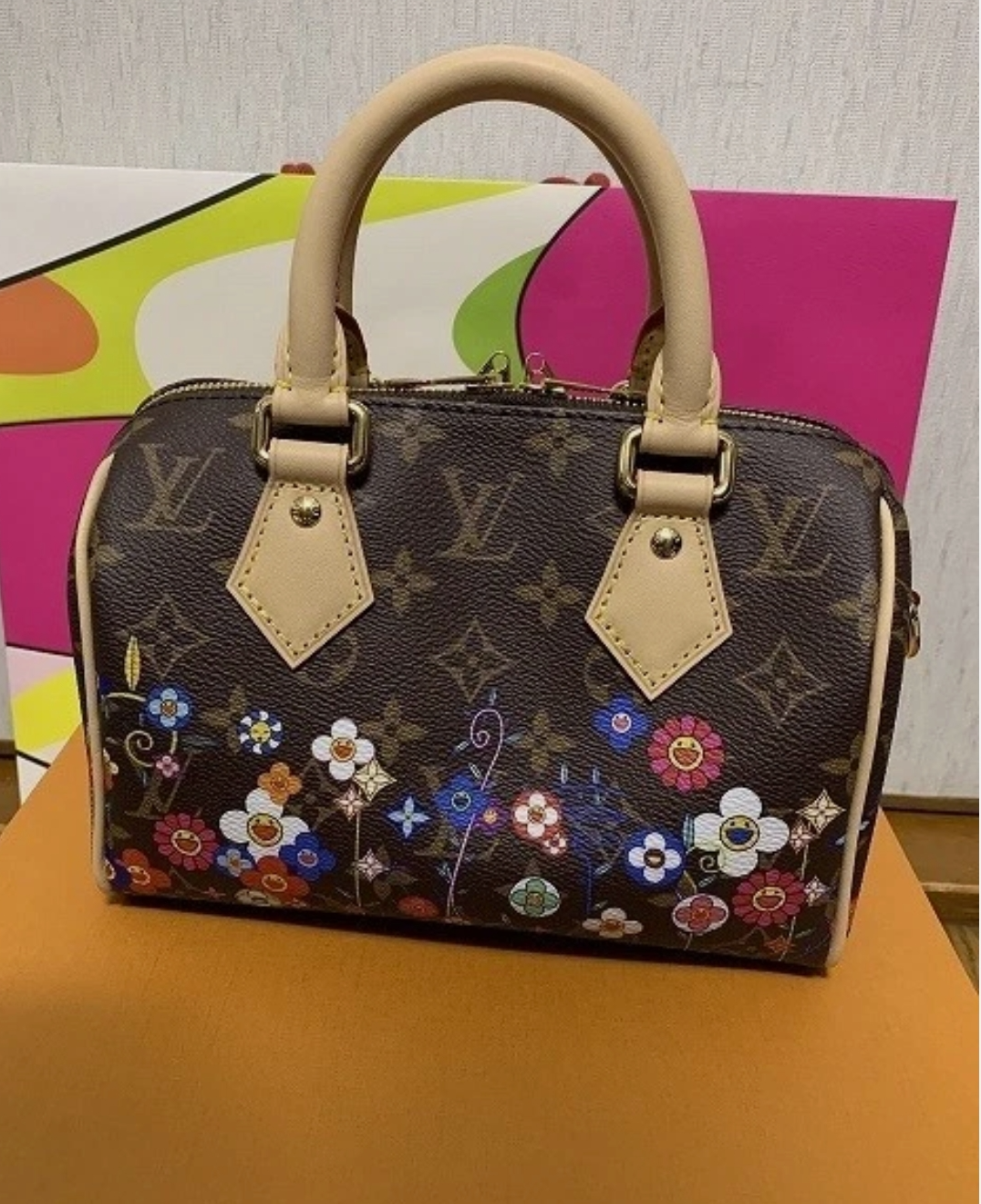 Louis Vuitton x Takashi Murakami collaboration Speedy Bandouliere 20 LV handbag 