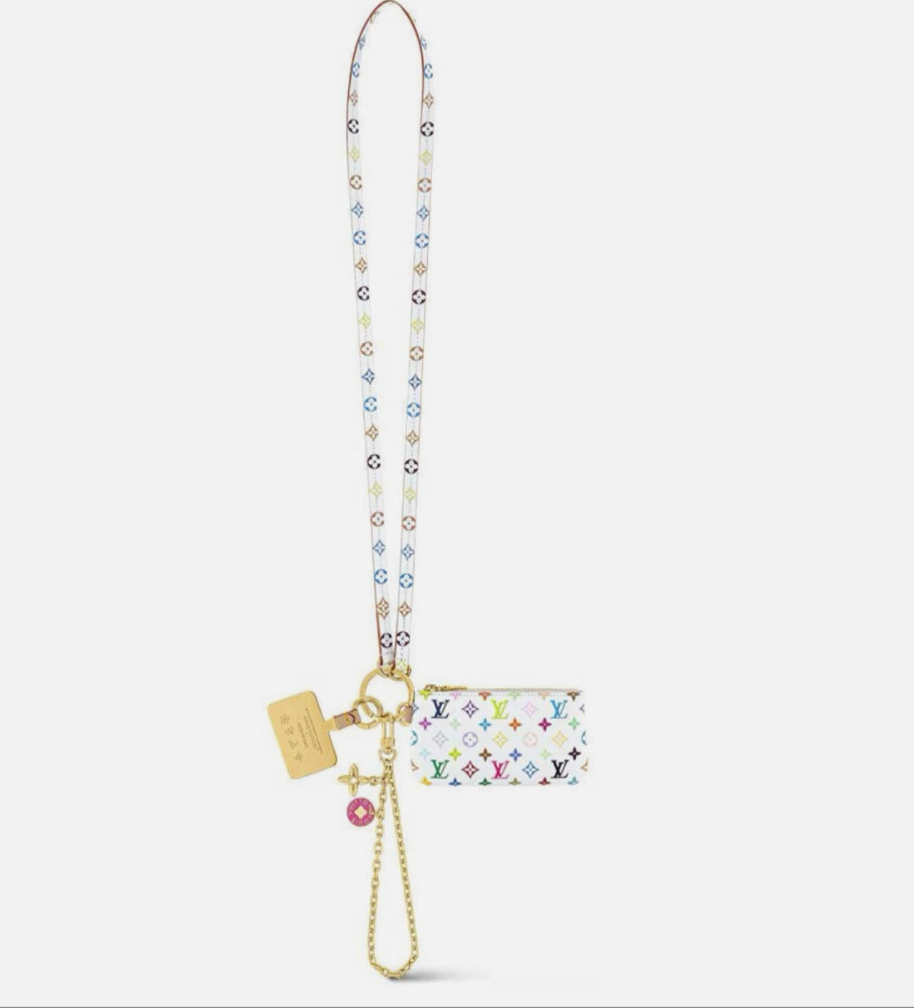 LOUIS VUITTON Takashi Murakami 25SS Phone Holder White Multicolor Unused M14099
