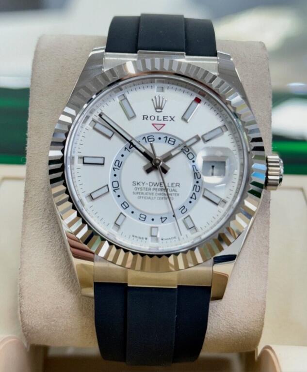 Rolex Sky-Dweller 336239 1White Gold Oysterflex White Dial Watch men luxury sale