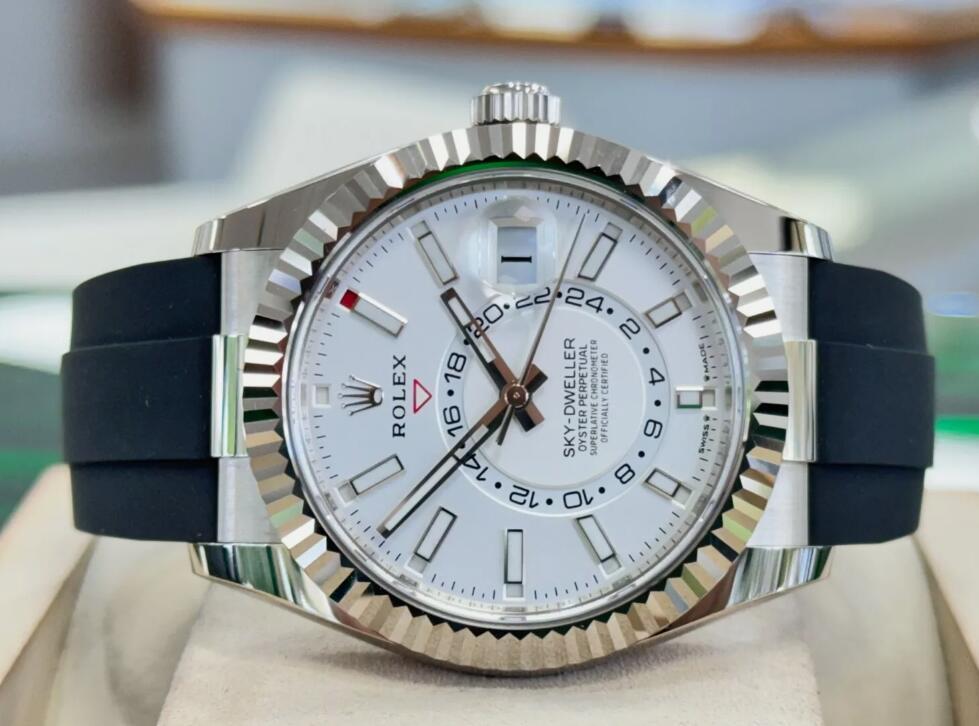 Rolex Sky-Dweller 336239 1White Gold Oysterflex White Dial Watch men luxury sale