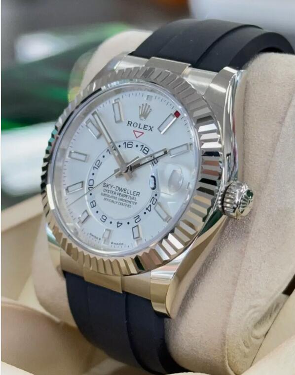 Rolex Sky-Dweller 336239 1White Gold Oysterflex White Dial Watch men luxury sale