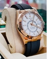 Rolex Sky-Dweller 326235 18K Rose Gold Black Oysterflex Strap White Dial Swiss 