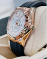 Rolex Sky-Dweller 326235 18K Rose Gold Black Oysterflex Strap White Dial Swiss 