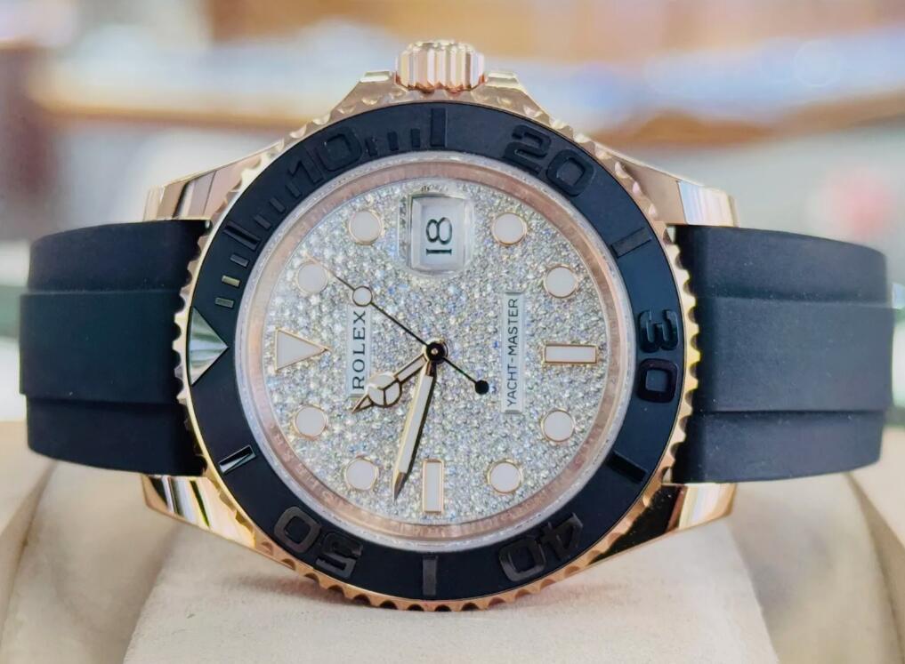 Rolex Yacht-Master 40 126655 18kt Rose Gold Factory Diamond Dial Oyster Flex NEW