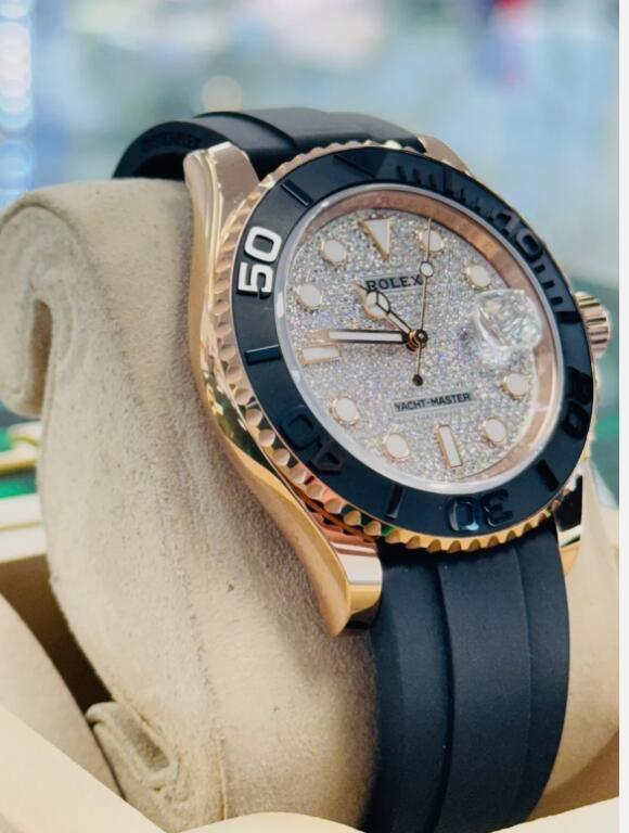 Rolex Yacht-Master 40 126655 18kt Rose Gold Factory Diamond Dial Oyster Flex NEW