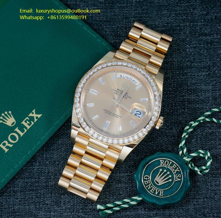 ROLEX DAY DATE 40 PRESIDENT WATCH 228348 YELLOW GOLD FACTORY DIAMOND DIAL BEZEL