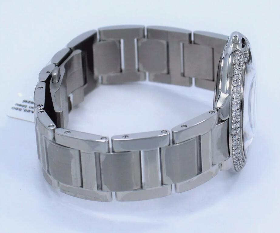 Cartier Ballon Bleu W69012Z4 2.25CT Diamond Bezel 42MM XL Size Steel Watch NEW