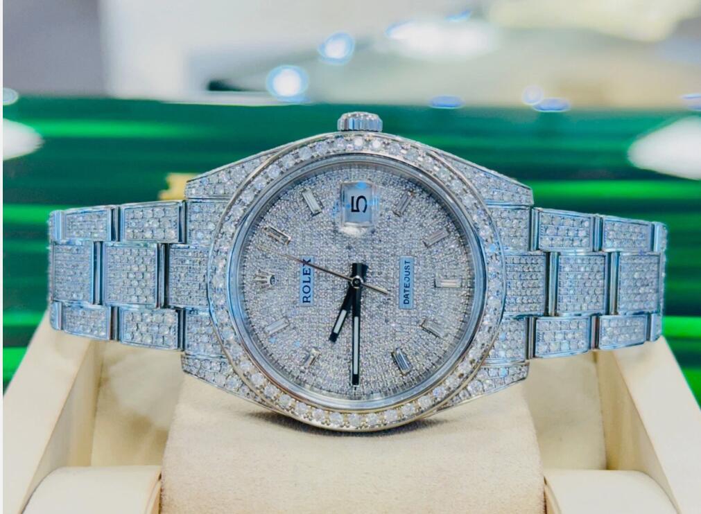 Rolex Datejust 41mm 126300 Jubilee Rhodium Dial Full Diamonds BOX/PAPERS 9