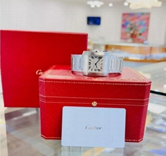 Cartier Tank Française WSTA0067 36.7mm Large Silvered Roman Dial Box/Paper lady
