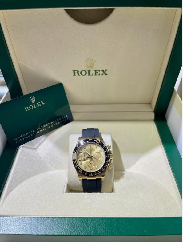 Rolex Daytona 18K Yellow Gold 116518LN Oysterflex Factory Diamond Dial Watch NEW