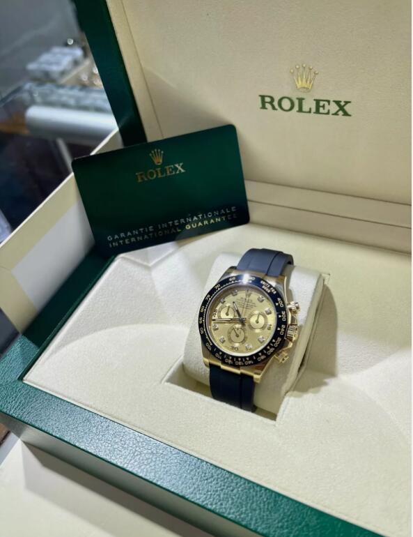 Rolex Daytona 18K Yellow Gold 116518LN Oysterflex Factory Diamond Dial Watch NEW