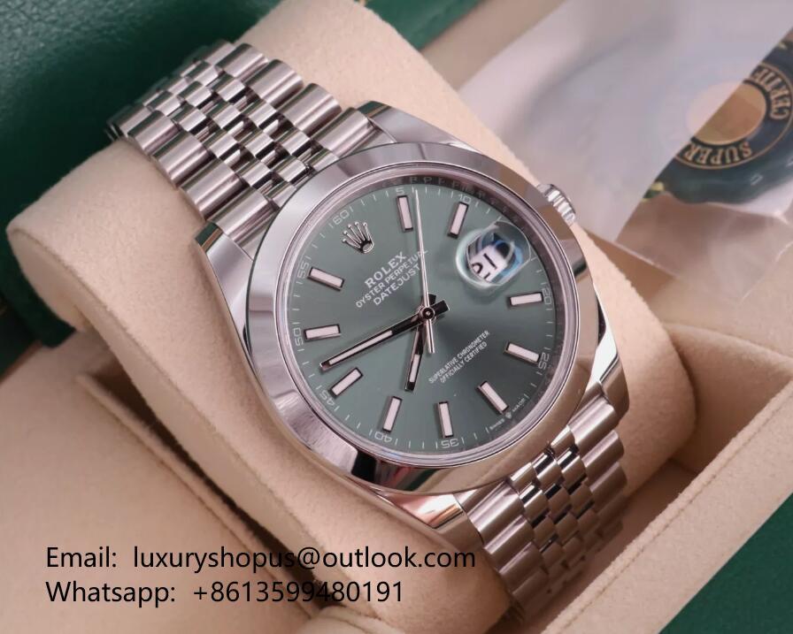 Rolex Datejust 41 NEW 2024 Mint Green Dial Jubilee Band Smooth Bezel Stainless
