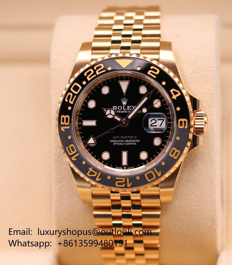 Rolex GMT-Master II Yellow Gold Black Dial 126718GRNR buy cheap watches online  