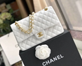 Chanel Classic Flap Bag 25cm Gold Hardware Lambskin Leather Spring Summer White 