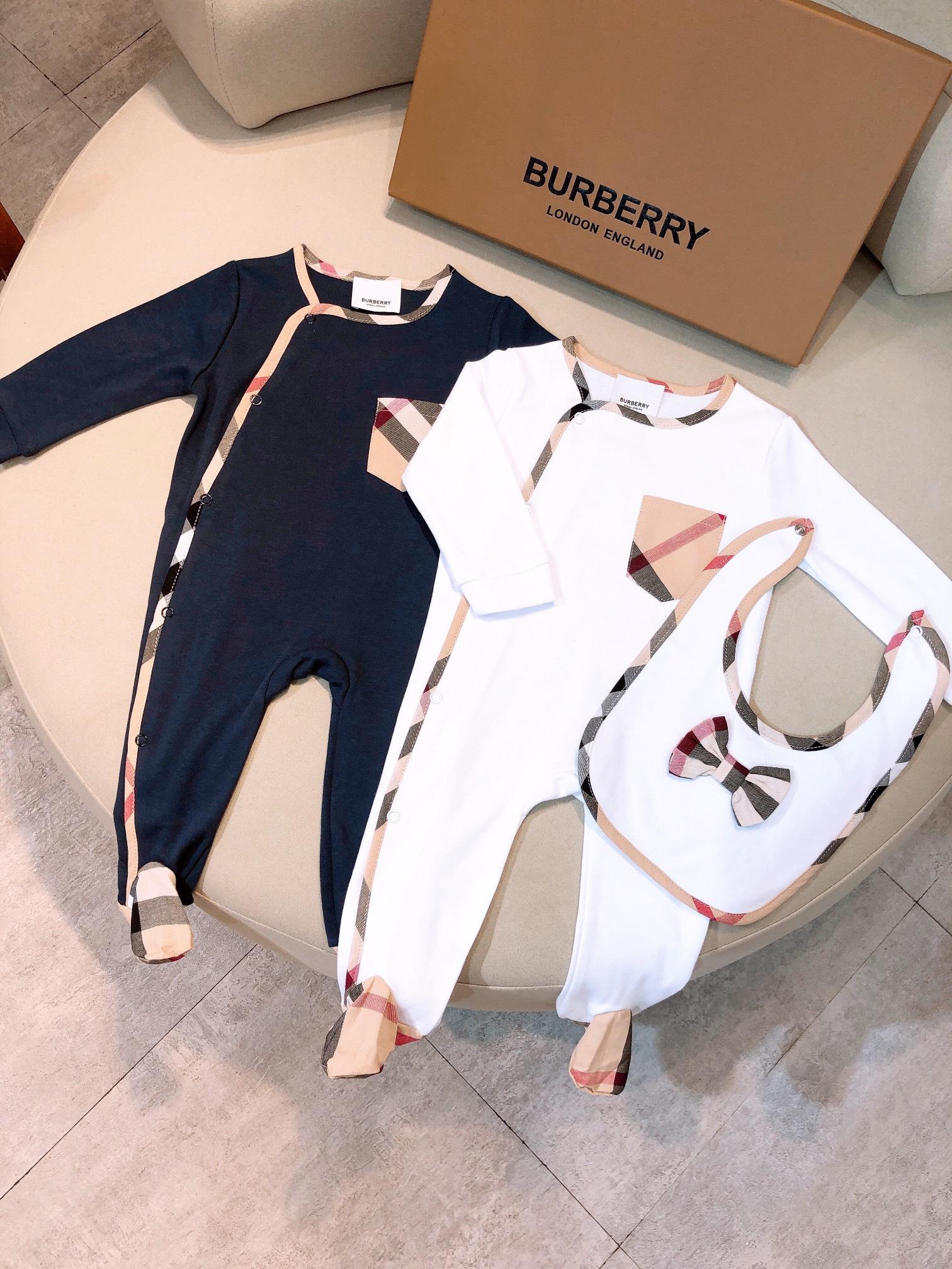 Burberry Baby Black Paneled Jumpsuit girl Romper Newborn Infant Clothes Set Kids