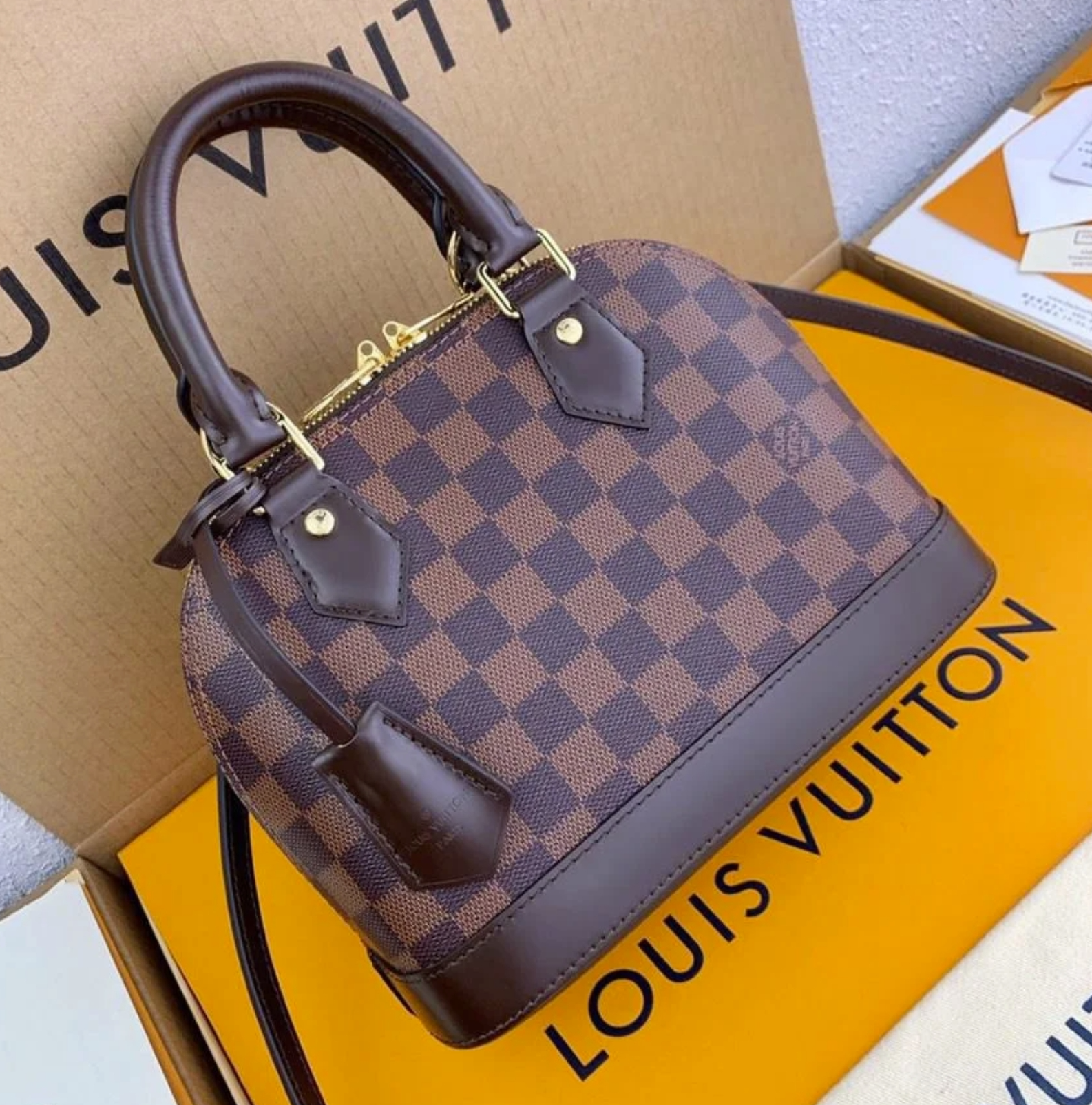 Louis Vuitton Alma BB Damier Ebene Canvas 25cm design luxury women fashion bags