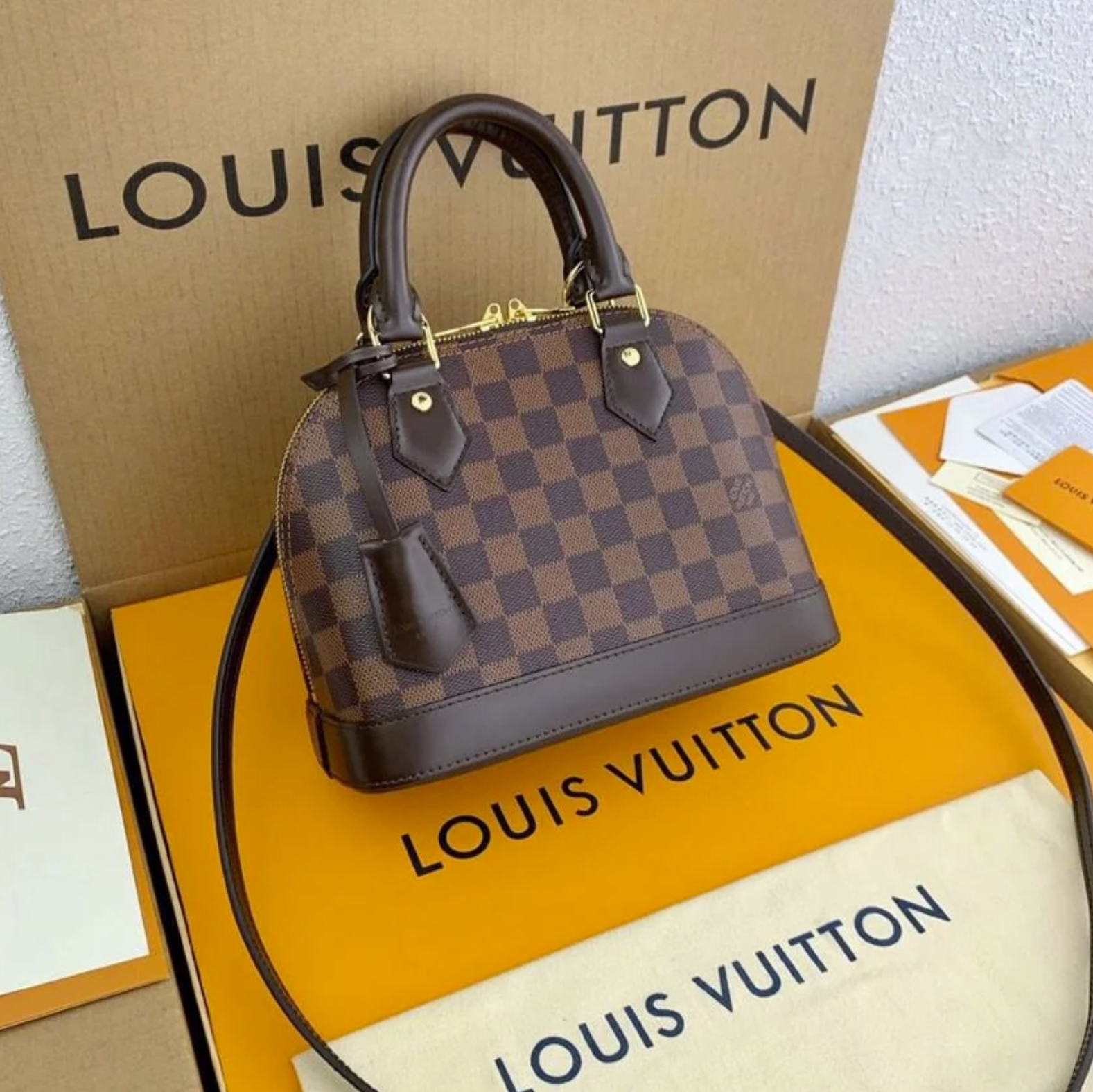 Louis Vuitton Alma BB Damier Ebene Canvas 25cm design luxury women fashion bags