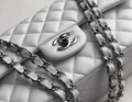 Chanel CC logo Classic Flap Bag 25cm Silver Hardware Lambskin Leather design luxury bag