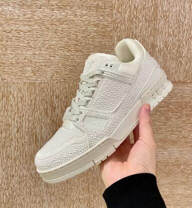 Louis Vuitton 1AHTNL LV Trainer Sneaker pearls Virgil Abloh crystal glitter shoe