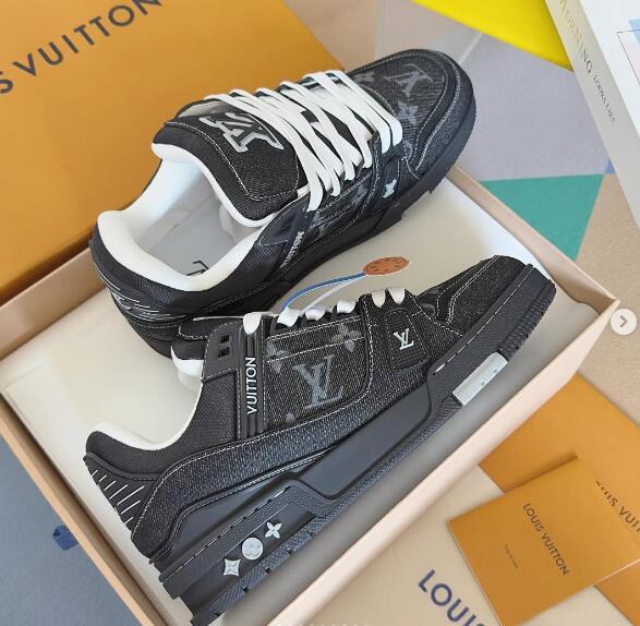 Blue Shoes Monogram denim Louis Vuitton 1AHT23 LV Trainer basketball sneakers