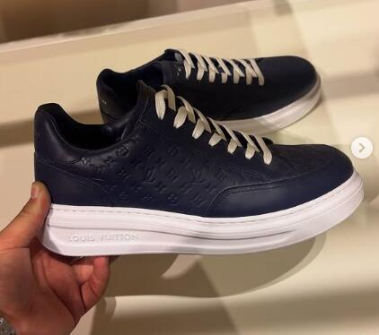 Louis Vuitton 1AH618 LV Trainer Sneaker nubuck calf leather Damier Monogram Flower basketball sneakers 