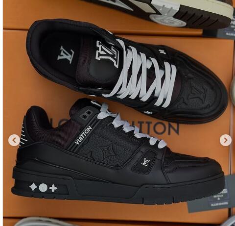 Louis Vuitton 1ADF5C LV Trainer Sneaker Virgil Abloh Monogram denim luxury shoes
