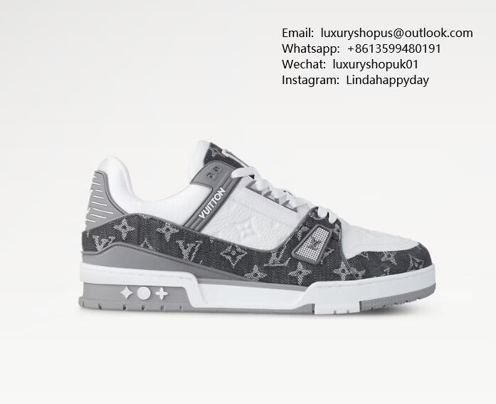 Buy Louis Vuitton 1ADF5C LV Trainer Sneaker Virgil Abloh Monogram denim shoes