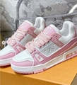 1A9JGT Blue Louis Vuitton LV Trainer Sneaker Virgil Abloh Monogram denim shoes