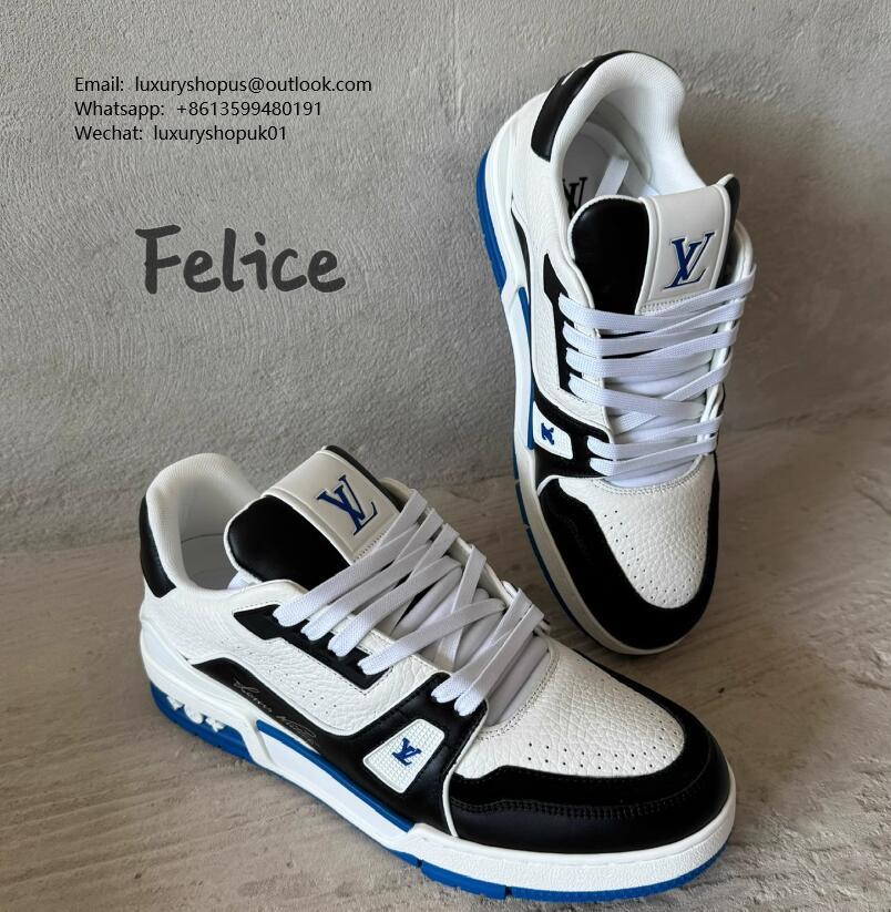 1ADDYX LV Trainer Sneaker Blue Louis Vuitton Virgil Abloh Monogram denim shoes