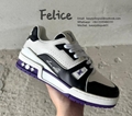 1ADDYE LV Trainer Sneaker Violet Louis Vuitton Virgil Abloh Monogram denim shoes