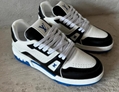 1ADDYE LV Trainer Sneaker Violet Louis Vuitton Virgil Abloh Monogram denim shoes